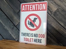 No Dog Toilet Here Sign - Funny Attention Pet Waste Safety Decor - 8 x 12 in