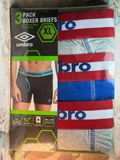 Umbro Men's 3-Pack Boxer Briefs Grey & Blue Solid/UM5057BB-XL-NWT-See Below