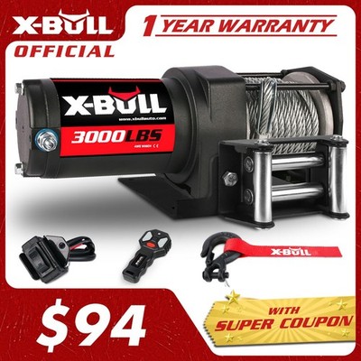 X-BULL 3000LBS 12V Electric Winch Steel Cable Off Road Towing Truck 4WD UTV ATV