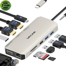 WAVLINK USB C 12-in-1 MINI Hub Laptop Docking Station Triple Display 85W Chargin