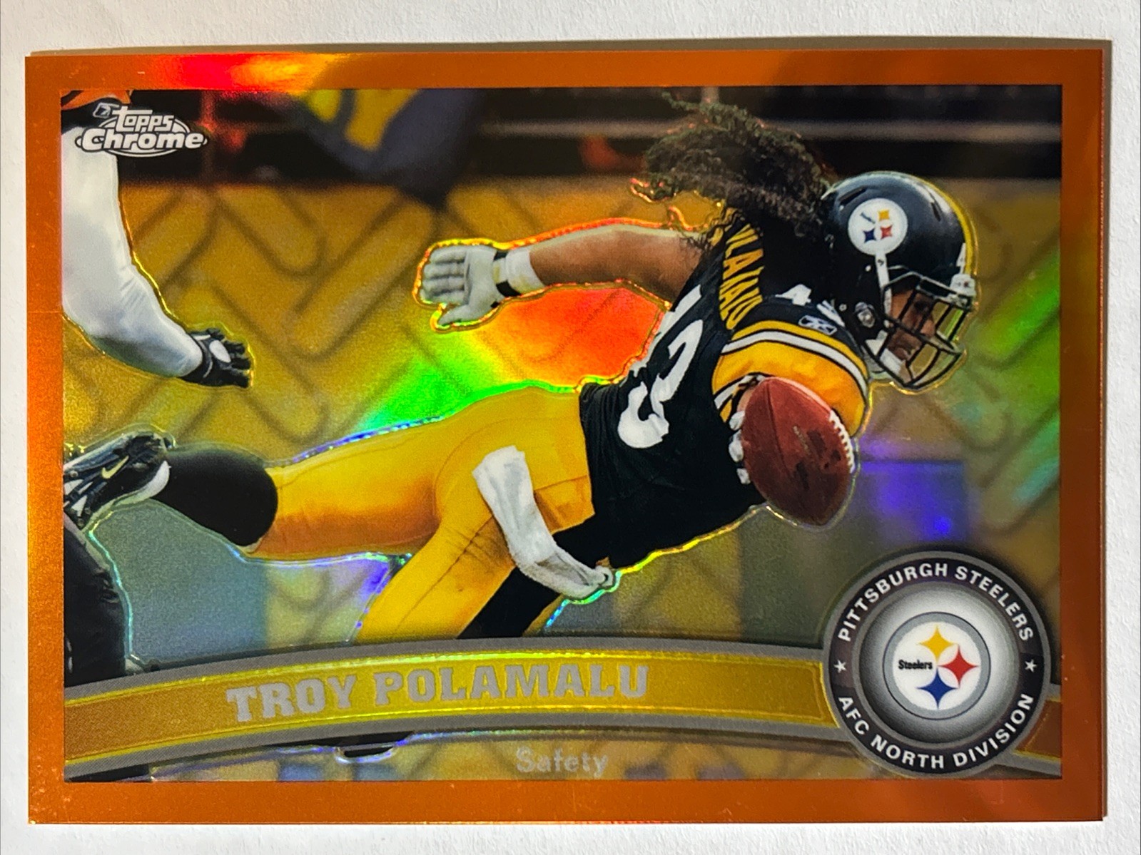 2011 Topps Chrome Retail Orange Refractor, Troy Polamalu, Card #180