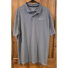Nike Polo Shirt Mens XL Grey Excellent Dri-FIT Standard Fit Short Sleeve Golf