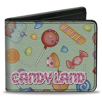 Bi-Fold Wallet CANDY LAND Title Logo and Candy Collage Mint Green (US IMPORT)