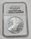 2000 American Silver Eagle NGC MS-69 Mint Error Obverse Struck Thru