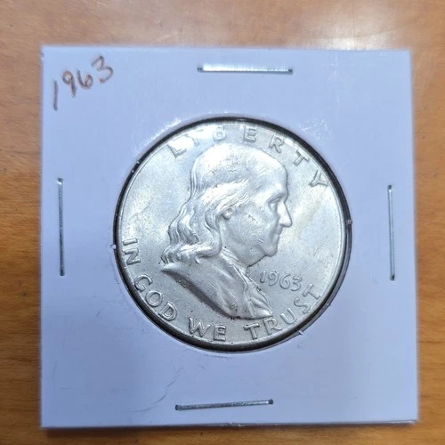 1963 Franklin Half Dollar Uncirculated Philadelphia 90% Silver Liberty Bell