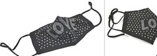 Black Crystal Rhinestone Love Face Mask