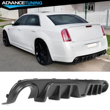 Fits 12-14 Chrysler 300 SRT Shark Fin Style Rear Bumper Lip Diffuser Matte Black