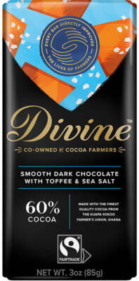 Divine Chocolate Smooth Dark Chocolate With Toffee & Sea Salt 3 Oz Pack Of 4