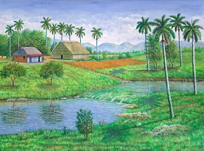 Luis Manuel, Cuban Landscape Painting Oil on Canvas Original, Mañanita Pinareña