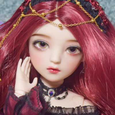1/3 BJD Doll Female Body Dolls + Makeup + Eyes + Red Wig + Red Dress Lifelike