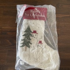 New Pottery Barn Kids HERITAGE BABY'S 1st CHRISTMAS Snowman Holiday Stocking 16  