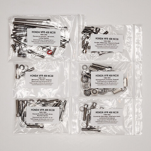 Anti-grippage : vis de rechange inox moteur Honda VFR 400 R NC30 1989-1993