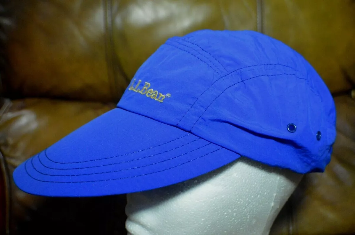 Vintage L.L. Bean Made In USA Medium 90s Hiking Hat Blue Panel Cap Long Bill