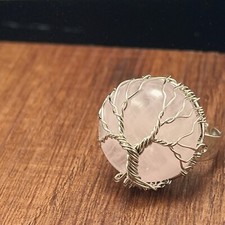 Tree of Life wire wrapped ring Rose Quartz