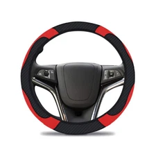 Universal Steering Wheel Cover - 15''/38cm Anti-Slip Black Leather Car Accessory