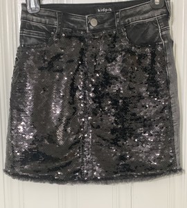 sequin denim mini skirt