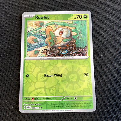 Rowlet 13/197 Reverse Holo Pokemon TCG: Obsidian Flames Near Mint