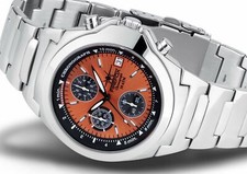 FIREFOX Chronograph 06 orange vollmassiv Herrenuhr Edelstahl 10 ATM wasserdicht