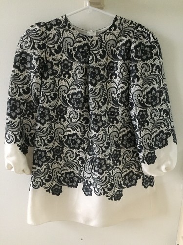Dolce & Gabbana Girls Silk Lace Print Puff Sleeve Dress Sz 7/8 - Picture 4 of 7