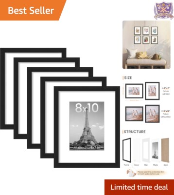 8x10 Picture Frame Set of 5, Black Collage Wall Frames for Home Decor