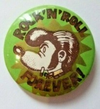 Rock'n'Roll Forever 1970s/80s Original Pin Badge British Rock and Roll