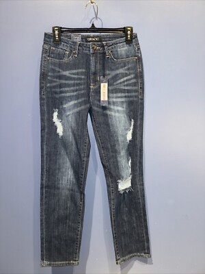 28 X 28 Denim Jeans, Distressed, GRACE, Stonewashed Sized 26, 2% Elastine NWT