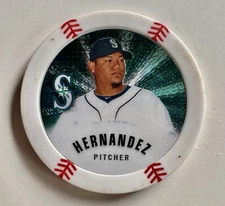 2014 Topps MLB Chipz Poker Chips White Felix Hernandez Silver Foil And Regular