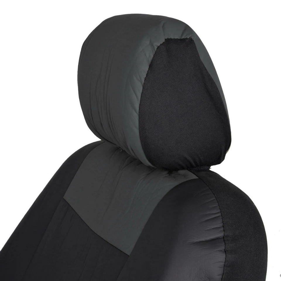 Synthetic Leather Car Seat Covers - Black/Charcoal Gray Full Set Protection - Image 4 of 4