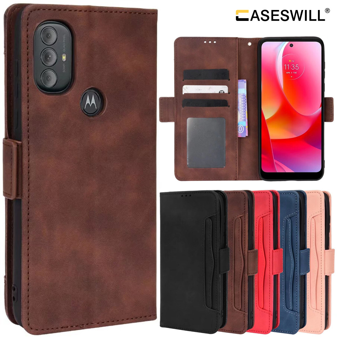 For Motorola Moto G Power 2022 Retro Leather Wallet Flip Case