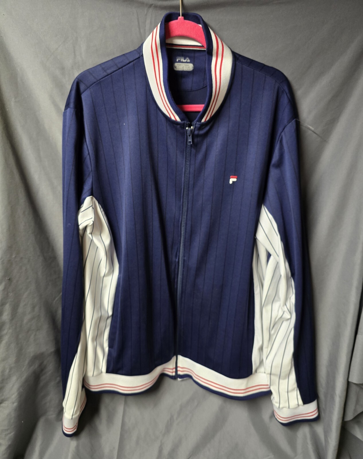 Giacca Fila Tennis Pista Settanta Color Block Gessato Vintage Tg XL Borg