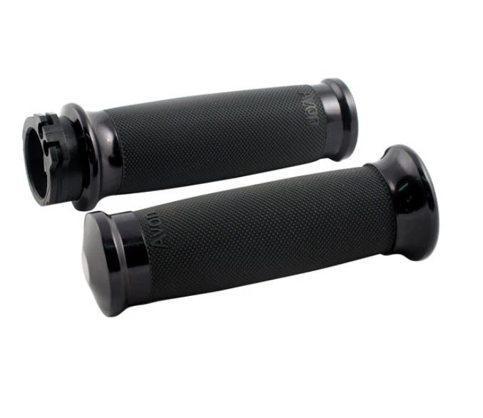 Manopole Moto Harley Nere Avon Countour Sportster Iron Softail Street Bob Dyna - Immagine 3 di 4