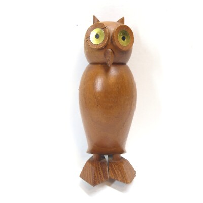 Laurids Lonborg Wooden Owl Figurine Vintage MCM Carved Teak Danish Eames Era 5''