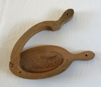 Ancien Coquilleur à Beurre En Bois - Ustensile De Cuisine Vintage - Occasion