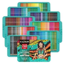 KALOUR Professional Colored Pencils,Set of 240 Colors Soft Core Vibrant Color