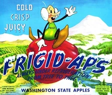 Frigid-Aps Brand Apple Label - Yakima Washington - Western Litho Bug Lower Right