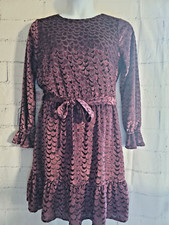 Michael Kors Purple Velvet Scales Dress Cordovan Large Long Sleeve Belt New Tag