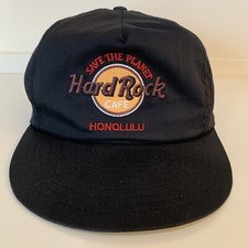 Vintage 90s Hard Rock Cafe Strapback Hat Black Honolulu Hawaii Save The Planet