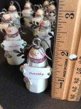 Personalized Ganz Ceramic Angel Snowman With Red Scarf  Glitter 2  Ornament NEW