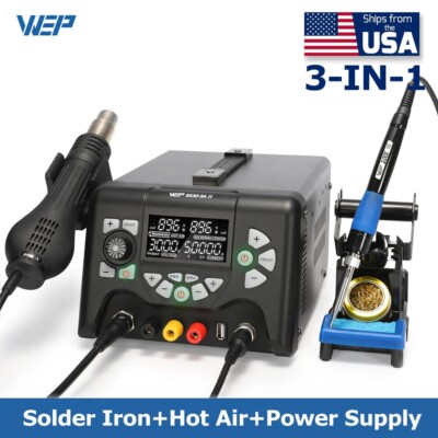 WEP 3-IN-1 Soldering Station 970W Hot Air Station DC Power Supply  853D 5A-II