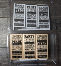 STAMPIN UP 2007 Block Party Set of 3 Retired Holiday Party Sayings Greetings