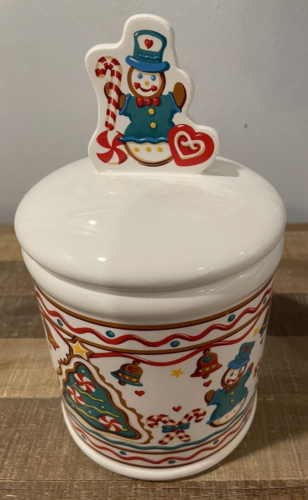 Pot à biscuits vintage Teleflora bonhomme de neige, pain d'épice, boîte à bonbons arbre de Noël - Photo 1/6