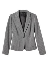 NWT Womens Banana Republic Fully Lined One-Button Grey Pinstriped Blazer 89 6S