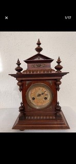 Junghans Tischuhr Junghans Bronze Glas Holz um 1900