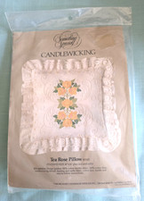 NIP Something Special Candlewicking Kit Tea Rose Pillow UNOPENED Vintage 1984