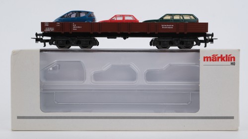 Märklin H0 44732 Niederbordwagen mit Pkw  Relmms der DB | Condition: Gebraucht