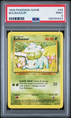 1999 POKEMON BASE SET UNLIMITED #44 BULBASAUR PSA 9