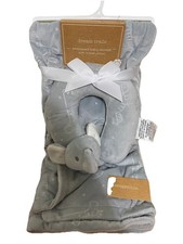 Dream Trails Elephant Embossed Baby Blanket With Travel Pillow 30x40  Reversible