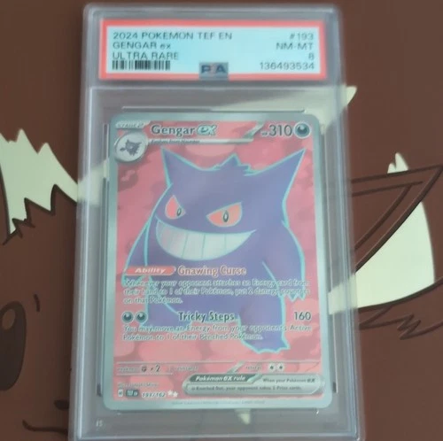 Pokémon Gengar ex Ultra Rare Holo SV05 Temporal Forces 193/162 2024 PSA 8