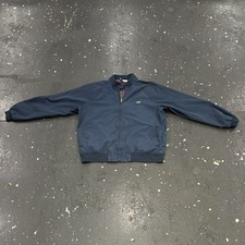 Vintage Izod Lacoste Jacket Mens Large Blue Windbreaker Bomber Plaid Lined 80s