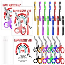 48 Pcs Medical Scissors  LED Penlights Set, Trauma Scissors, Gift Bags, Nursing